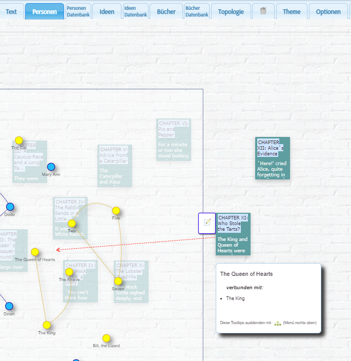Pfeil von Personenknoten zu Textelement im Tab 'Personen' im Showcase 'vier-monde.de'